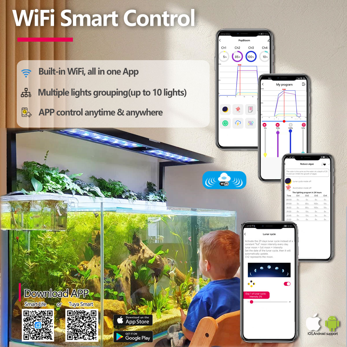 PopBloom H54 H75 WiFi Full Spe - Aquarium Plant Light ulasan dan harga